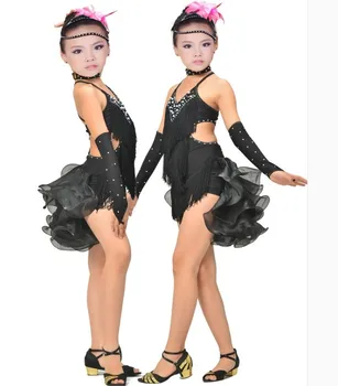Moderné Dievča Latinské Tanečné Šaty Pre Dievčatá Salsa Tango Sukne Spoločenský Tanec Šaty Dieťa Súťaž Dancewear Deti Tanečné Kostýmy