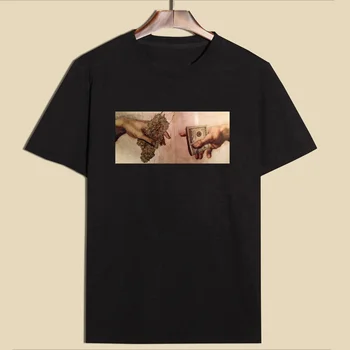 Hahayule 1pcs božiu ruku, vtipné tričko Adam Riešiť Drog Unisex Meme Tričko Lumbálna Grunge Vtipné Tričko
