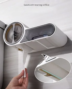 Multi-funkčné Toaletného Papiera Držiak Tkaniva Okno Plastové Úložný Box umyváreň Nepremokavé Stene Visí Roll Papierovej dutinke Punč Zadarmo