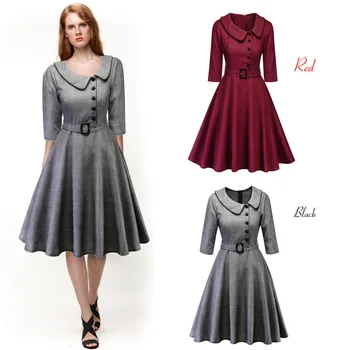 XXL 1950 Vintage 50. Rockabilly Šaty Dámske Letné Veľká Veľkosť sivá červená Pin Up Vestidos Strany Bežné Šaty