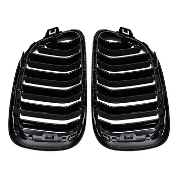 Svieti Black Dual Roštov Predná Kapota Obličiek Mriežky Gril Kompatibilný pre BMW F22 F23 M2 14-18 pre BMW 225i 218i 220i