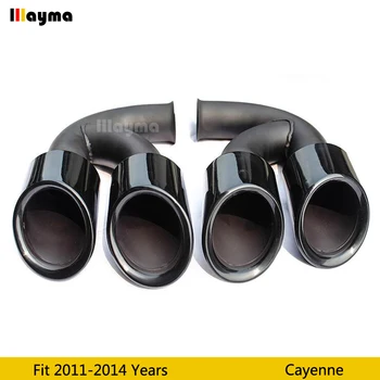 Lesklý čierny Chvost Výfukových Tipy Šál Rúry Pre Porsche Cayenne V6 V8 2011 2012 2013 rok Cayenne Nehrdzavejúcej ocele šatiek