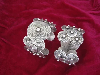 Etnický štýl Miao etnických šperky Ženské ručné Miao strieborný náramok Ruku náramok Široký vzor náramok