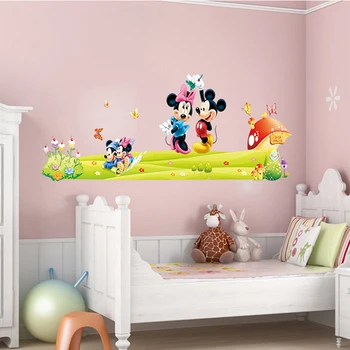 Krásne Mickey Minnie Samolepky Na Stenu Materskej Deti Izba Spálňa Domáce Dekorácie Diy Cartoon Zvierat Nástenné Art Dievčatá Stenu