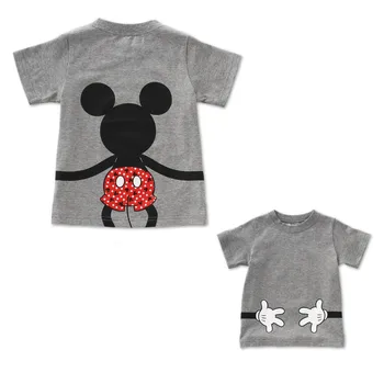 Otec a Ma T-shirt Lete Matka a Dcéra Oblečenie Chlapci Dievčatá Mickey Minnie Tlač Top Rodiny Zodpovedajúce Myši Bavlnené Oblečenie