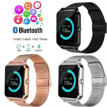 2020 Nový Príchod Kovový Remienok Smart Hodinky Z60 Bluetooth Zápästie Smartwatch Podpora TF Karta Sim Android&IOS Hodinky pre Mužov pk Q9