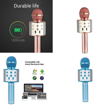 WS858 Bezdrôtový Karaoke Mikrofón Bluetooth Spev Nahrávanie Rozhovorov alebo Detský Domov KTV Strany Ručný Mikrofón