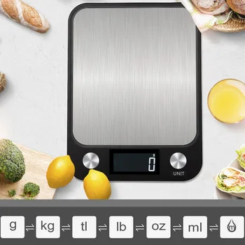 5-10 kg/1g LCD Displej Multi-Funkčné Digitálne Potravín Kuchynská váha Nehrdzavejúcej Ocele s Hmotnosťou Rozsahu Kuchynské Náradie Rovnováhu