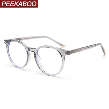 Peekaboo retro okrúhle okuliare, rám ženy tr90 transparentná šedá optické okuliare pre mužov kórejský štýl jasný objektív nový rok darčeky