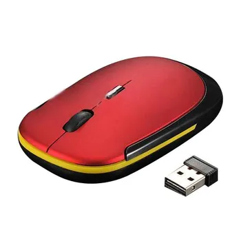 Ultra-Tenký Mini USB Bezdrôtové Optické Myši s Kolieskom Myši pre Všetky Notebook HP Dell(červená)