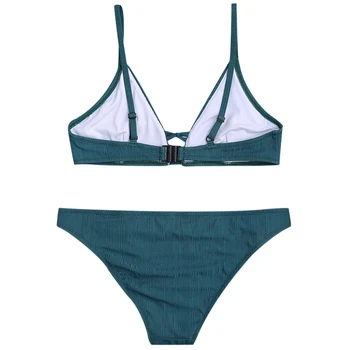 Zaful Bikini 2018 Nové Criss Cross Plavky Ženy Špagety Popruh Textúra Plavky Polovice Strede Zúžený Jednofarebné Plavky Biquni