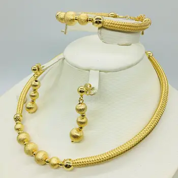 Zlatý Náhrdelník lady Šperky Set Dubaj svadba nevesta šperky, šperky nastaviť módne náhrdelníky náušnice, náramok Travel Set Šperkov