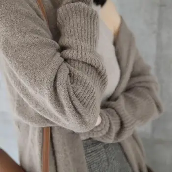 Dlhé časti pletený sveter 2018 nové voľné hrubé jeseň a v zime sveter kabát žena