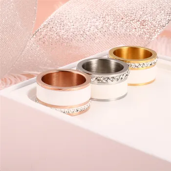 Kolo CZ Krúžok Luxusné Šperky z Nerezovej Ocele, Čierna Biela Kúzlo Prstene, Strieborné Ruže Zlaté Prstene pre Ženy, Dámy Svadobný Dar