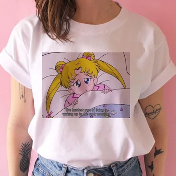 Sailor moon t shirt japonských žien harajuku cartoon tričko estetické kawaii ulzzang 90. rokoch t-shirt žena topy tričko krátky rukáv
