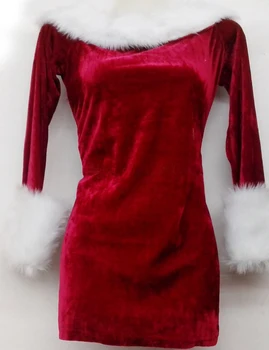 M-XXL Vysoko Kvalitné Sexy Red Velvet Vianočné Kostýmy Ženy, Vianočné Party Šaty pre Dospelých Santa Doložka Jednotné