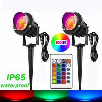 1X 10W RGB záhradné Svetlo projektor LED Trávnik Svetlo s diaľkovým Vodeodolné IP65 Vonkajšie Krajiny Spot Lampy, DC12V AC85-265V