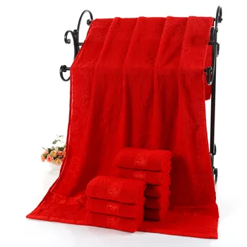 Cottonnon-vyblednutiu červená uterák žakárové mäkké bambusové vlákno uterák pribrala absorpčné červená uterák pre domáce hotel salón krásy