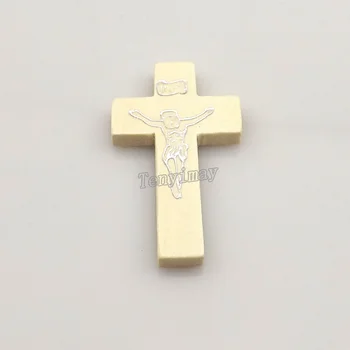 100ks/veľa Vyrezávané INRI Ježiša, Biela Farba, Drevo Kríža Prívesok Pre DIY 42x15x5mm