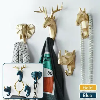 1x Nordic Štýl Tvorivé Zvieracie Hlavy Stenu Vešiak Deer Stags Nosorožec Oblečenie Rack Zavesenie Kľúča Držiteľa Živice Domova