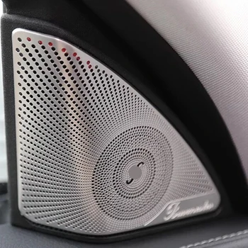 1pair Auto Wearproof Audio Reproduktorov Kryt Dekoratívne Výbava Nehrdzavejúcej Ocele Auto Styling 3D Nálepka Pre Nové C Triedy W205-2017