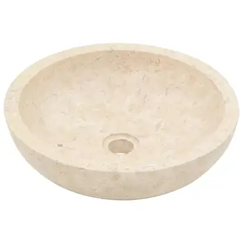 Mramorové Umývadlo 40x12 cm Krém Povodí Okrúhly Drez pre Kúpeľňa Doska Umývadla Umývadlo pre Umývadlo Umývadlo Rustikálny Štýl, Umývadlo