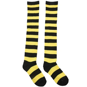 Veľký Široký Pruh Koleno Vylúčený Ponožky (Žltý + Čierny)