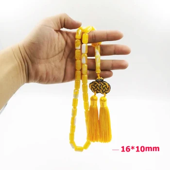 Nový príchod Tasbih Žltá Živice(bez zápachu) Moslimských ruženec ručné strapec Islamskej darčeky Saudskej arabčina Módny náramok