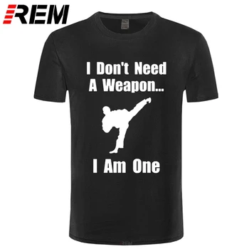 REM Fuuny nepotrebujem Zbraň som Jeden Taekwondo Tlačiť T-shirt pánske Bežné Bavlnené Tričko Streetwear Hip Hop Tees