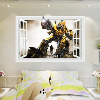 Transformácia Optimus Prime Bumblebee 3D Okno, Stenu, Nálepky, Obtisky Dekor nástenná maľba Plagát B203 Doprava Zadarmo