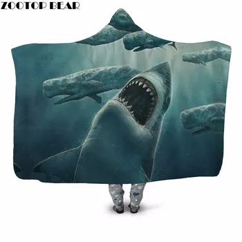 3D Tlač Zúrivého Žraloka Ľahšie Dekorácie Kapucňou deka Office Rozptyl Lístkov Biely Sen Dievčatá Sofe Módne Plyšové Plyšové