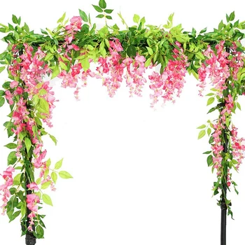 Umelé Kvety 2 Ks Wisteria Garland Ivy Viniča Závesné zariadenia na Svadbu Opatrenia Garden Party Decor