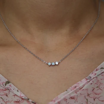 Jemná trendy pár opál spevnené cz choker náhrdelníky 925 originálne strieborné golier náhrdelník prívesky, ženy krátke chockers golier