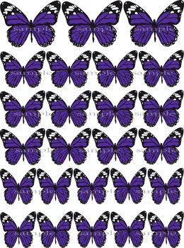 Big Blue Fialová Motýľ Jedlé Tortu Vňaťou Oblátka Ryža Papierový Košíček Vňaťou Svadobné Dekorácie Narodeniny Dieťa Sprcha Cake Decor