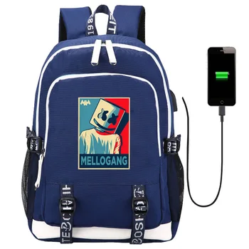 HORÚCE USA DJ Marshmello plátno batoh Dotcom WaVeZ Ma Nájsť fanúšikov študentská aktovka Svietiace v noci Laptopbag USB nabíjanie
