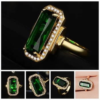 Výročie Darček Zlatá Farba Snubné Prstene Ženy Móda Zirkón Crystal Zapojenie Strana Šperky