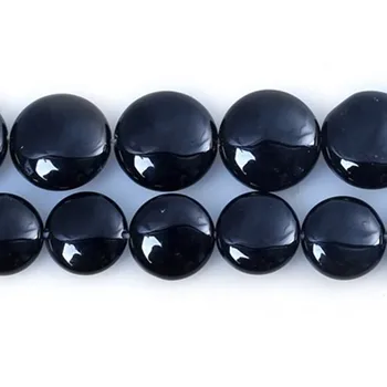 8-30 mm Tlačidlo Mince Hladké Čierne Agates Guľôčky z Prírodného Kameňa Korálky Pre Šperky, Takže korálky 15inch Vyšívanie, DIY Korálky Trinket
