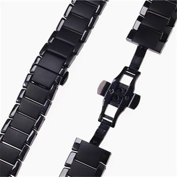 Príslušenstvo keramické oceľ remienok 22 mm 24 mm pre Armani hodinky modelAR1452 AR1451 watchbands čierny matný popruh Nahradenie náramok