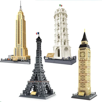Eiffelova Veža Stavebné Bloky, Big Ben Empire State Veľké Architektúra Stavebné Miniatúrny Model Tehly Hračky pre Deti, Darčeky