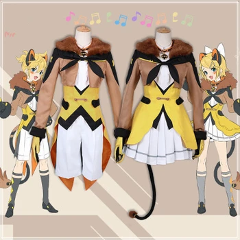 Vysoká Quallity Japonské Anime Kagamine Rin/len Cirkus Muž Žena Cosplay Kostým Bowknot + Uši + Vesta + Šaty + Sukne