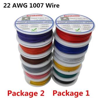 48m UL 1007 22AWG 6 farieb Mix Balík 1 alebo Balík 2 Cievky Elektrické Drôty Kábel Linka Leteckej spoločnosti, Pocínované Medené PCB Drôt Drôt RoHS
