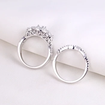 Newshe Halo Svadobný Prsteň Pre Ženy 925 Sterling Silver Zásnubné Prstene Klasické Šperky 1.3 Ct Okrúhly Rez AAA Cubic Zirconia