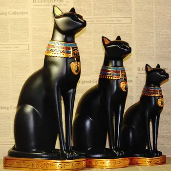 Egypt Štýl Mesiac Bohyne Vtelenia Mačka Boha Figúrka Živice Dekor Zberateľská Figúrka Mačka