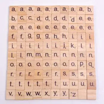 100ks Dreva Scrabble Dlaždice Písmeno Abecedy Scrabbles Číslo Plavidla Drevené anglické Slová Digitálne Puzzle