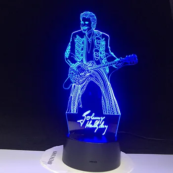 Johnny Hallyday Playying Gitara Domáce Dekorácie Remesiel Svetlé Base Remote Touch Farby Spálňa Nočného Prázdninový Darček