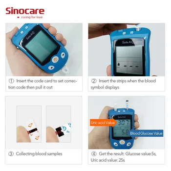 Sinocare Bezpečné AQ UG močovej hladiny Glukózy v Krvi Meter & Glukózy Pásky/Urologické Pásy pre Diabetes Dna Tehotné Glucometer Test Kit
