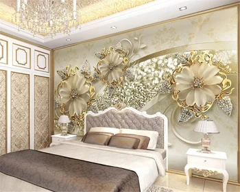 Beibehang Interiérové klasické nástenné papier luxusné zlaté 3D stereo Európskej vzor šperky, TV joj, abstraktných de parede 3d tapety