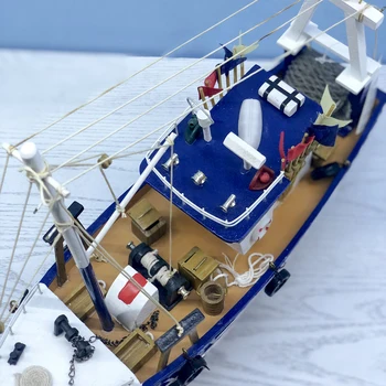 LUCKK Nové 38 CM Biela Rybárskej Lodi Loď Model 3D Drevené Montáž Plachetnici, Hračky, Domáce Dekorácie Príslušenstvo Moderná Plachetnica