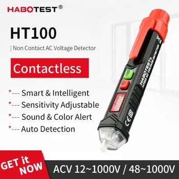 Habotest HT100 bezkontaktné AC Volt Tester Ceruzka Live Wire Finder Napätie Perá Detektory 12-1000V