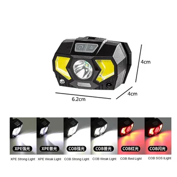 Mini USB Nabíjateľné Ultra Jasné LED Svetlomet Nepremokavé Vedúci Pochodeň s 5 Svetelné Režimy Prst Indukčné Prepínač pre chod
